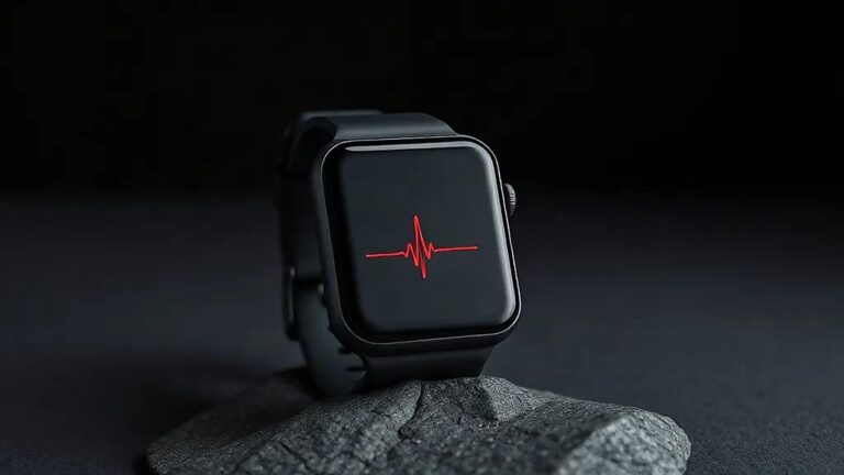 EKG çeken akıllı saatler için temsili görsel: koyu ekranında kırmızı EKG dalga çizgisi gösteren siyah akıllı saat (Temsili görsel)