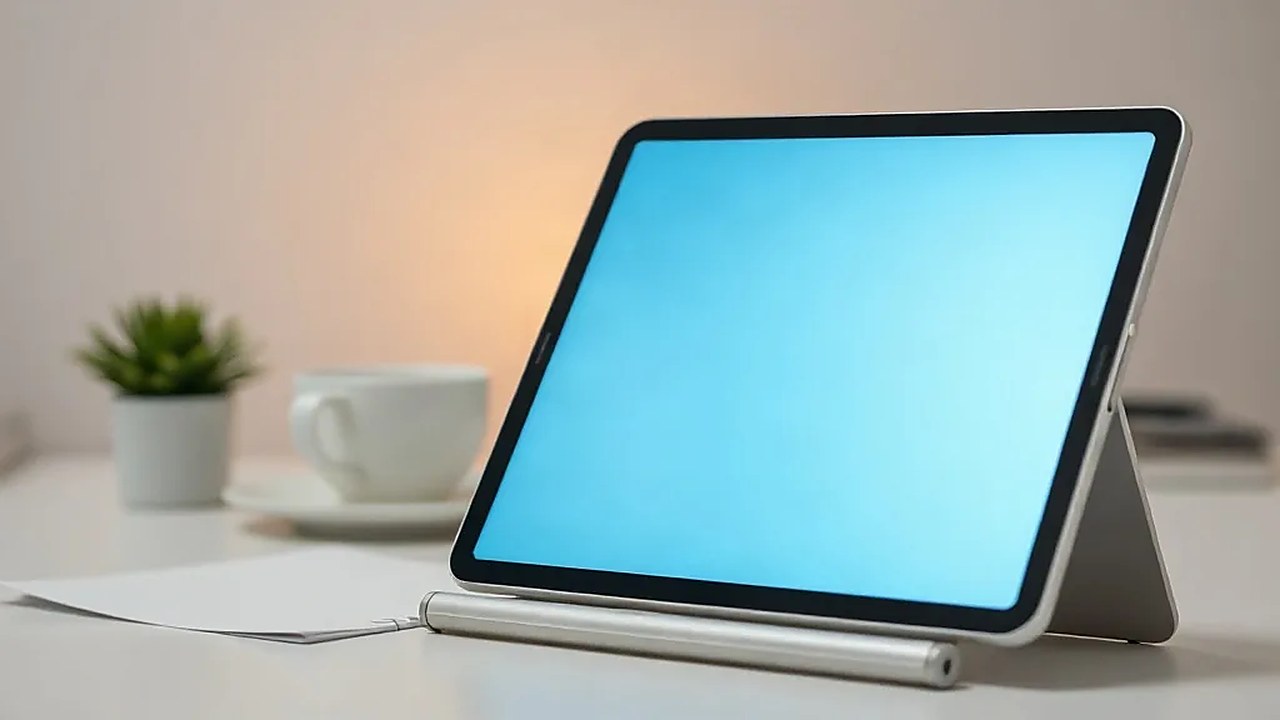 Microsoft Copilot ile çalışılan masaüstünü temsil eden tablet standı, not defteri ve ofis masası (Temsili görsel)