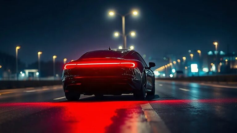 Tesla Roadster için 50.000 dolarlık depozito listesi Tesla Roadster'ın arka görünümü: ıslak yolda uzanan kırmızı LED şerit (Temsili görsel)