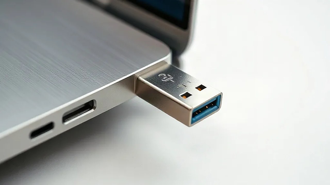 Dizüstü bilgisayarın yan yüzündeki porta giren metal USB konektörü; Windows 11 26H2'de tanınmayan USB ses aygıtı (Temsili görsel)