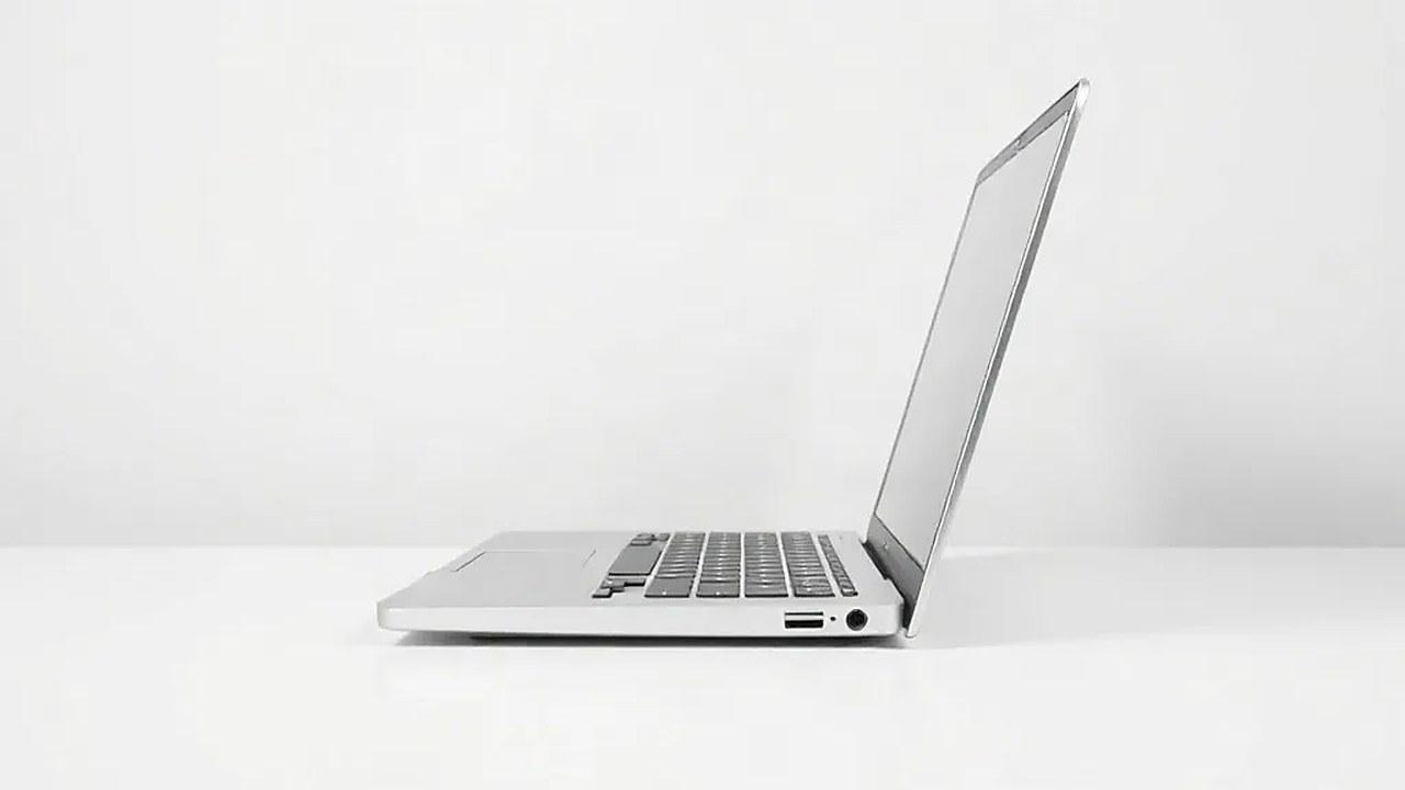 MacBook Pro dokunmatik ekran modelinin yan profili; panel kenarı ve gövde kalınlığı beyaz zeminde (Temsili görsel)