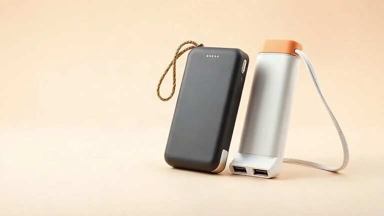 Oppo power bank: 80 W şarj ve 20.000 mAh Bej zeminde duran iki Oppo power bank: grafit gövde ve şeftali kapaklı beyaz model (Temsili görsel)