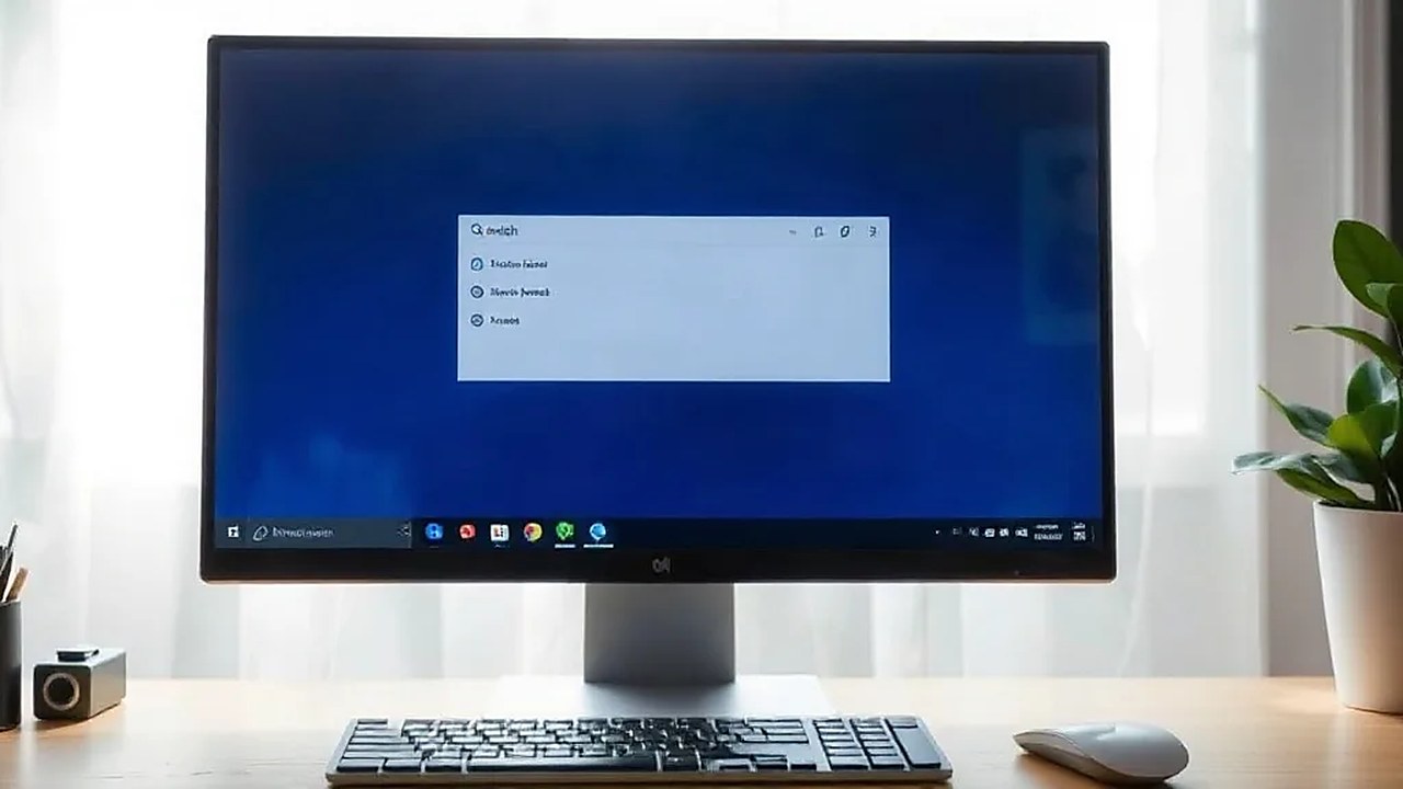 Windows 11 arama sonuç panelinin masaüstü monitöründe liste hâlinde görünümü (Temsili görsel)