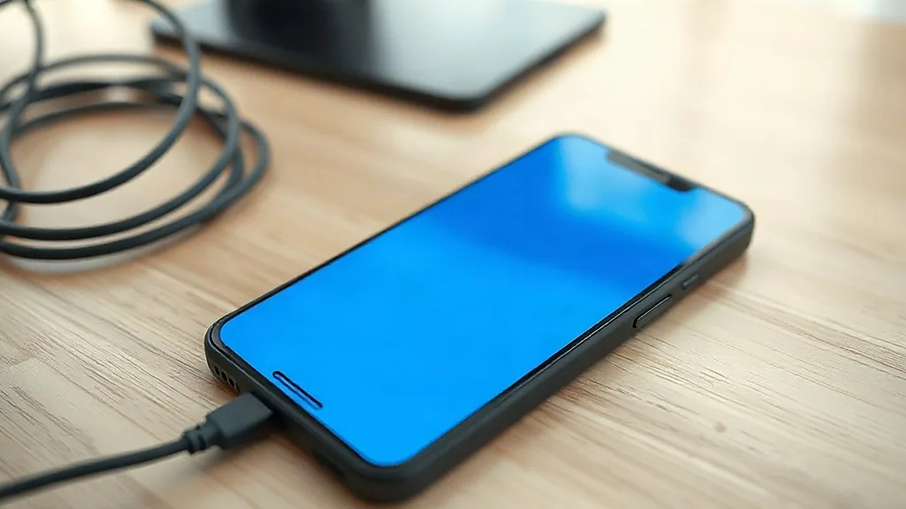 Windows 11 arama ile açılan Android uygulamasını taşıyan telefon, masa üstünde şarj kablosu takılı hâlde (Temsili görsel)