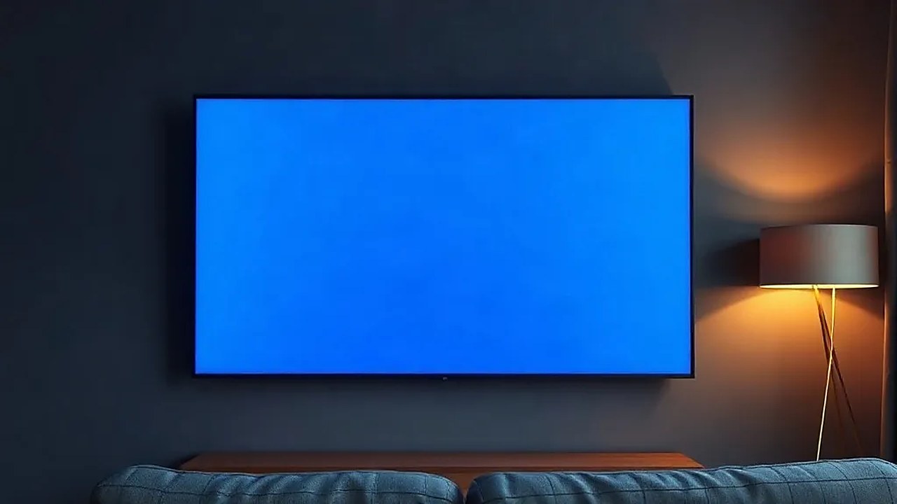 Windows 11 Xbox modunun çalıştığı televizyon: duvara monte ekran düz mavi ışıkla parlıyor (Temsili görsel)