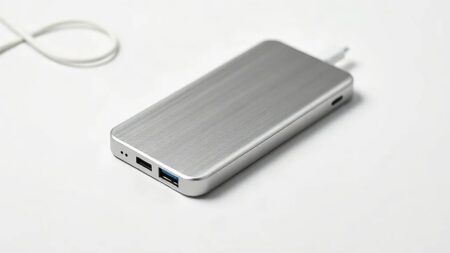 Xiaomi manyetik powerbank'in fırçalanmış alüminyum gövdesi ve yan yüzündeki şarj girişleri (Temsili görsel)
